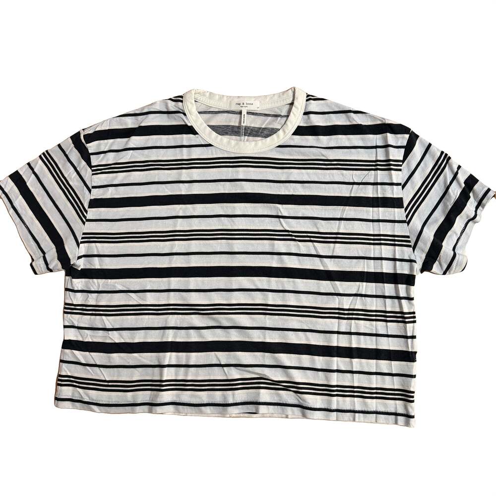 rag & bone New York Kelly Striped Boxy Cropped Tee Shirt – Size Large